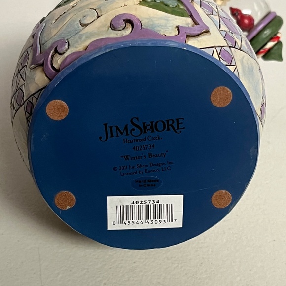 Jim Shore Winter's Beauty Heartwood Creek Snowman Snow Globe Figurine Cardinal - Picture 10 of 12